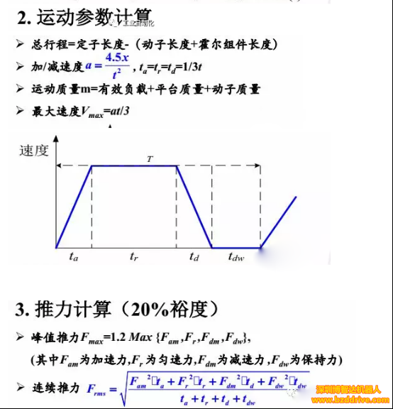 直線電機選型參數(shù)計算